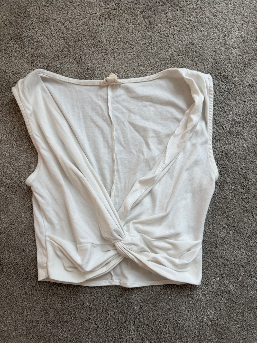 Knot-Front White Sleeveless Tank Top